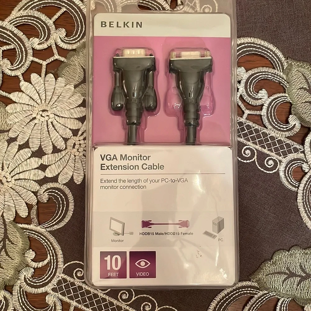Belkin 10' VGA Monitor Extension Cable 10ft HDDB15 M/F